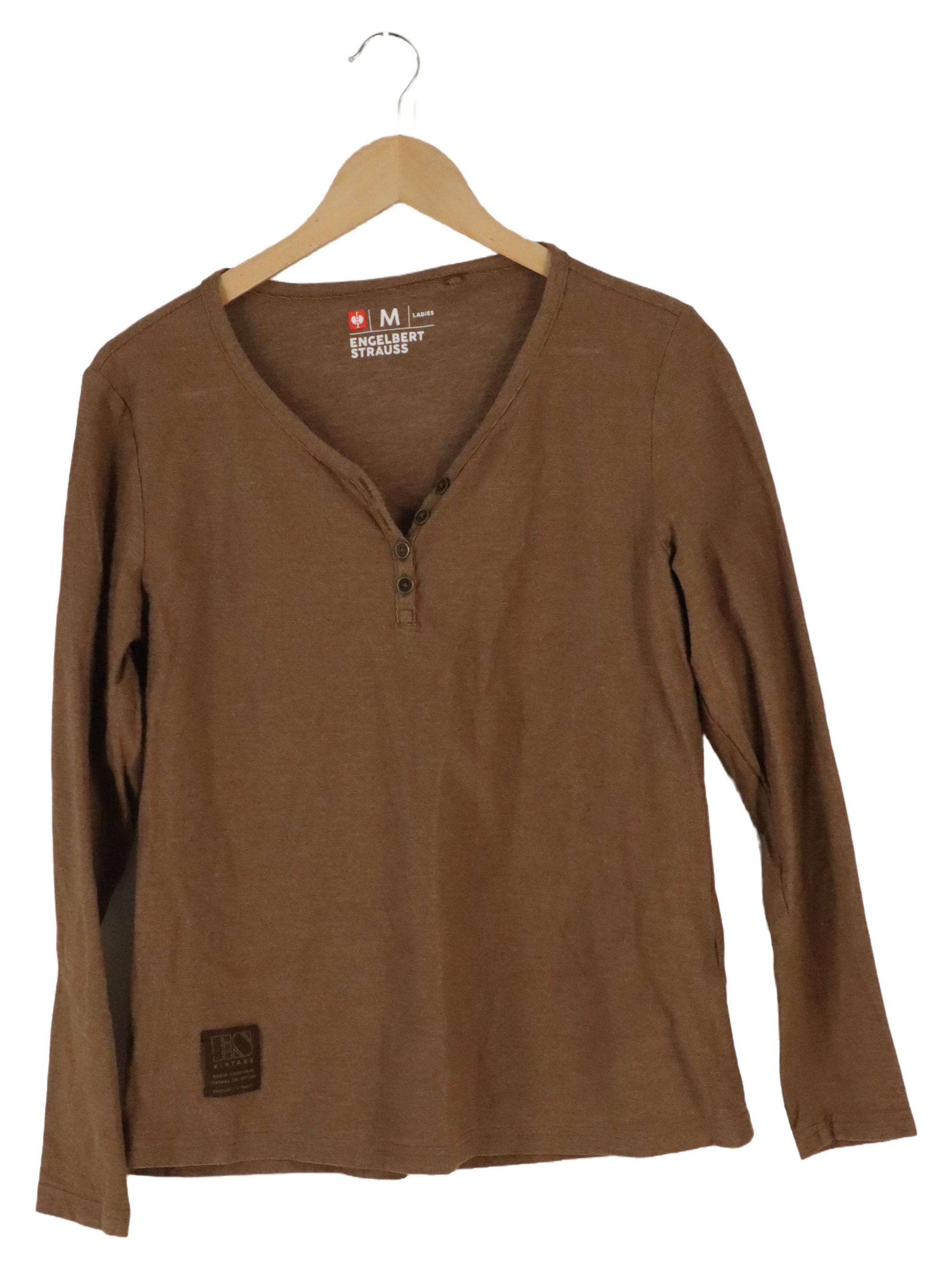 Original:  Damen Langarmshirt M Braun Knopfleiste Casual