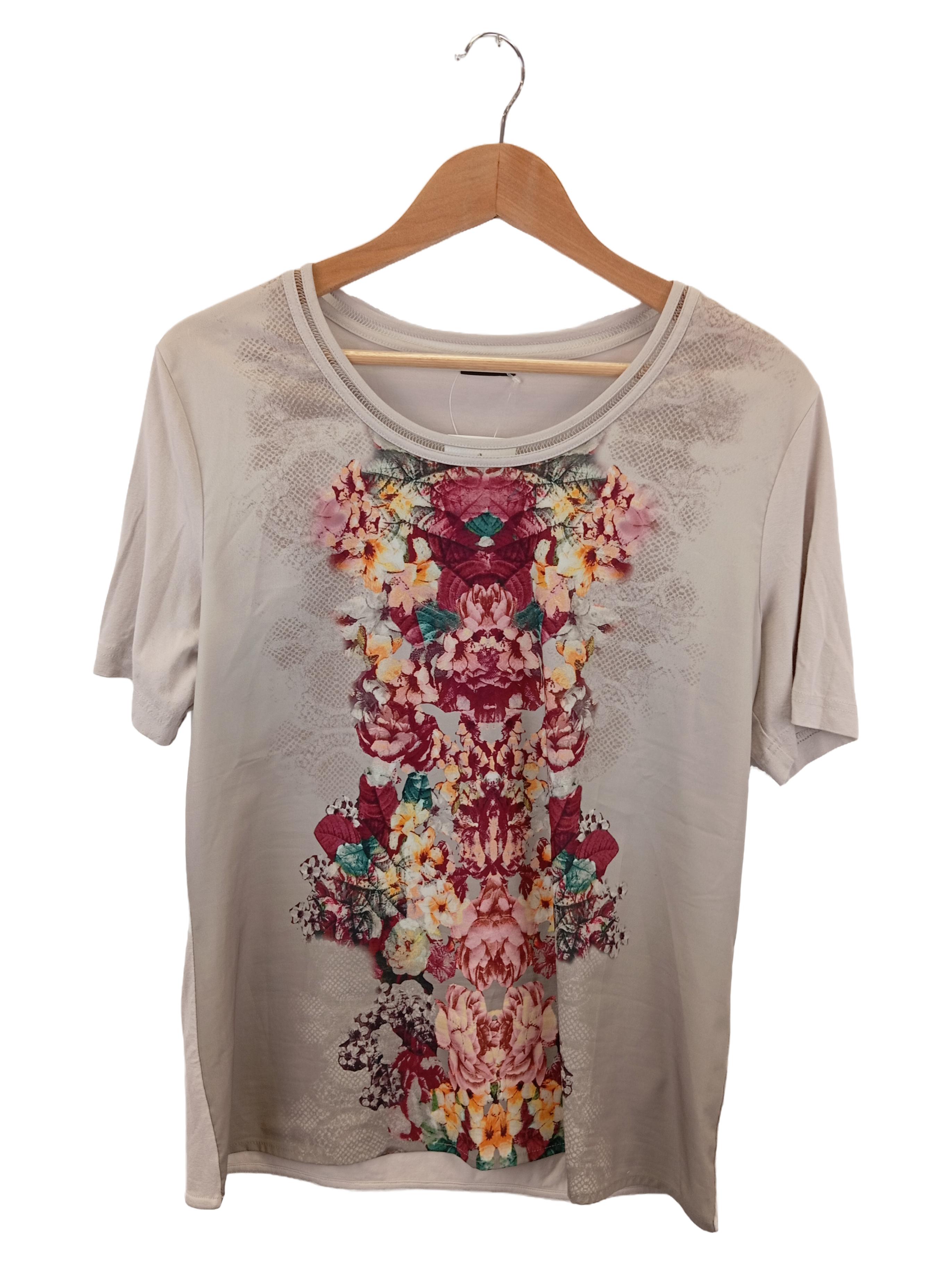 Original:  T-Shirt Gr. M Beige Blumenmuster Damen