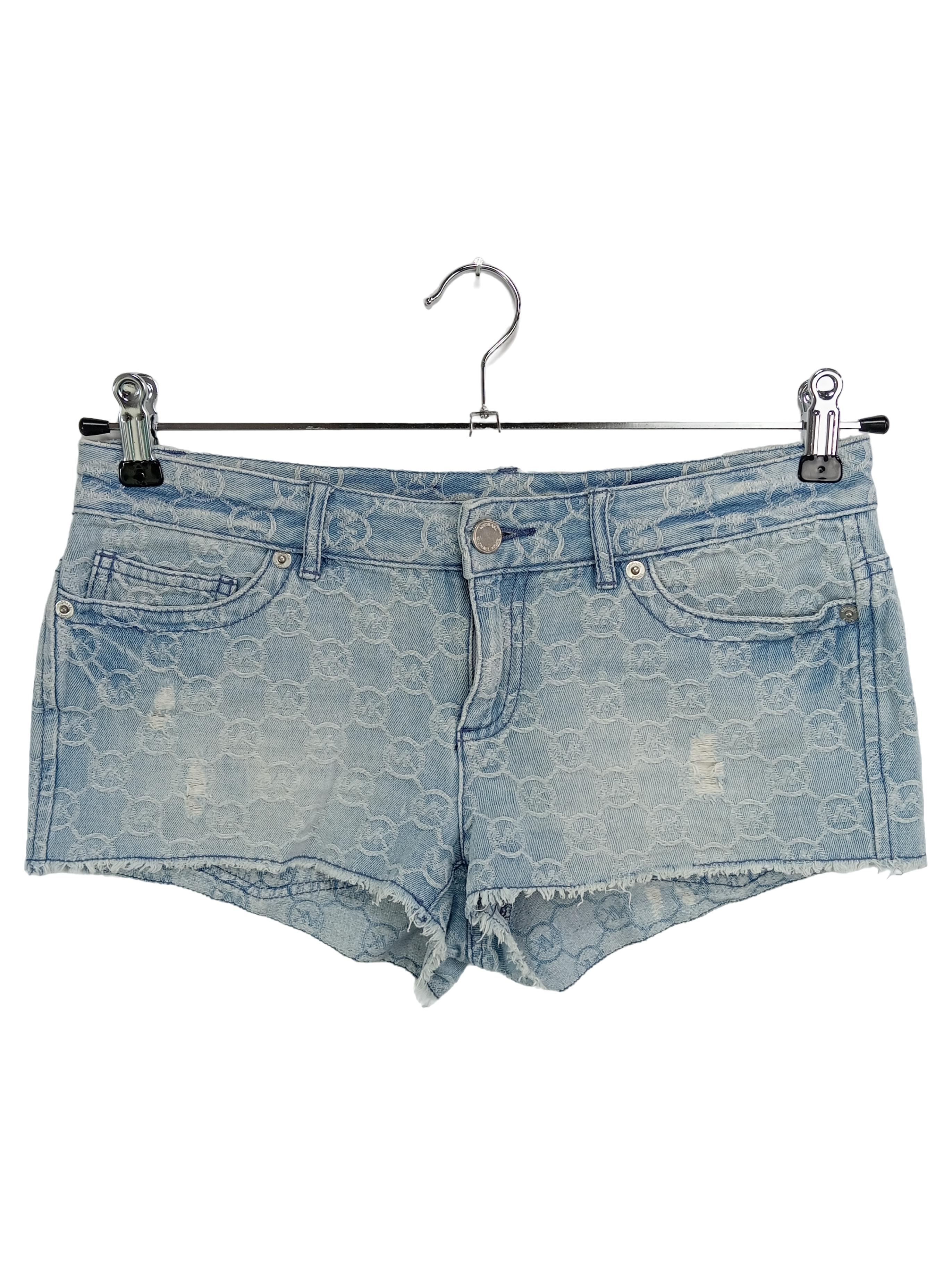 Original:  Damen Jeans Shorts Blau W26 Fransen Logo