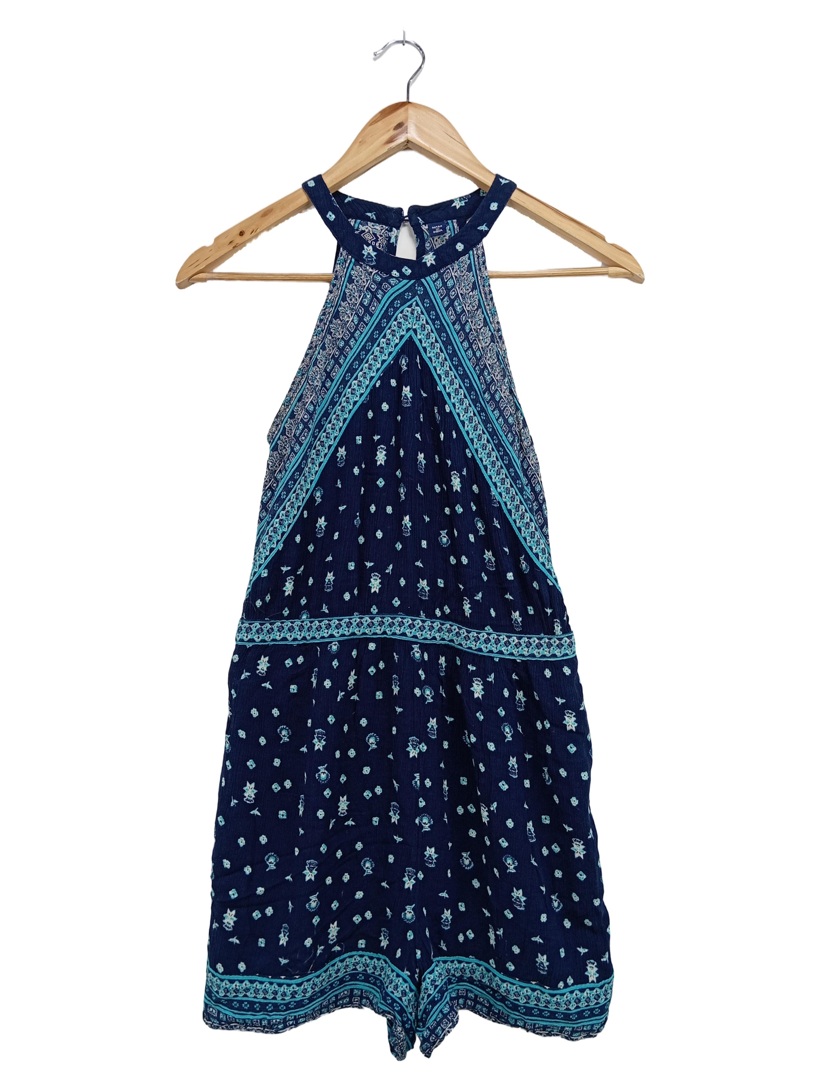 Original:  Jumpsuit Damen 36 S blau gemustert Bohemian Vintage