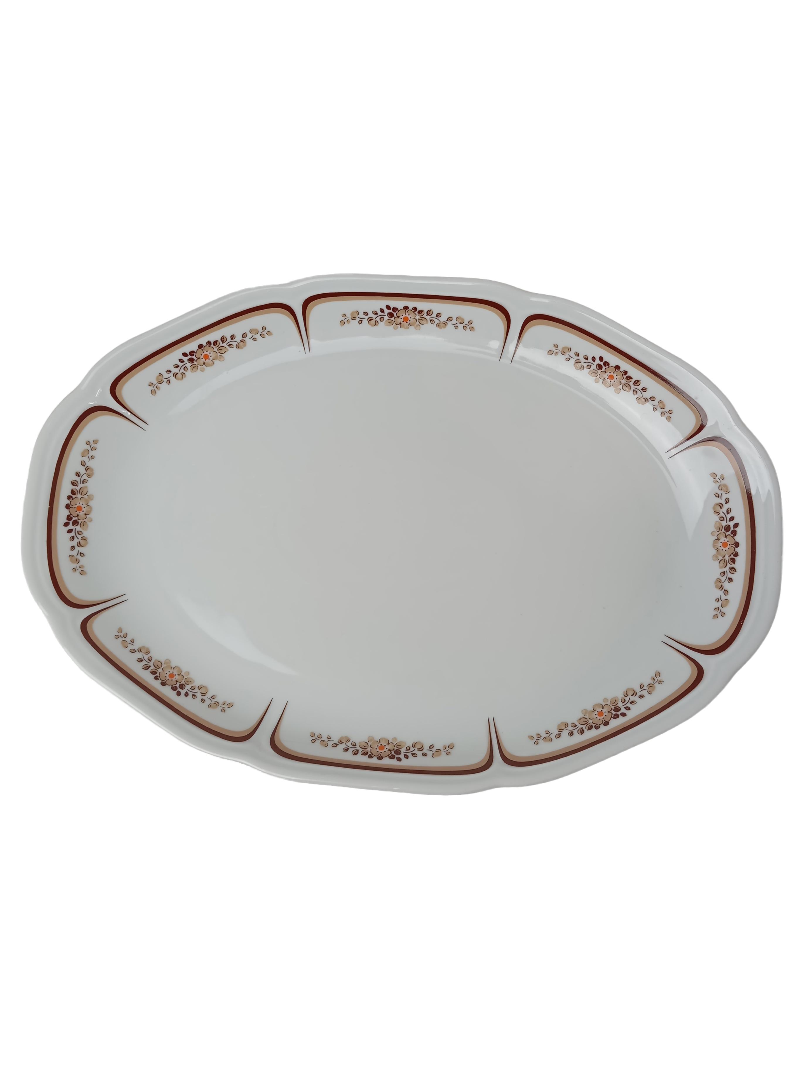 Original:  Servierteller Vintage Oval Weiß Braun Blumenmuster