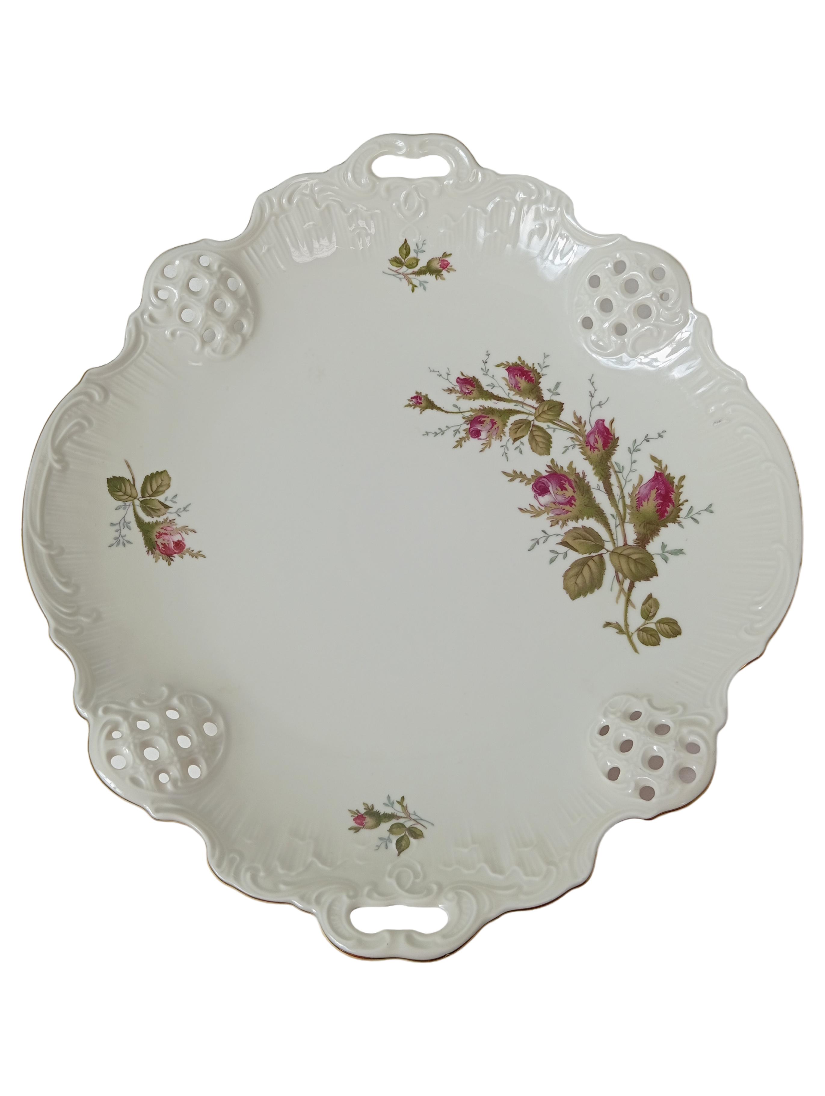 Durchbruchschale Classic Rose 29,5 cm Weiß Floral Vintage Original: Durchbruchschale Classic Rose 29,5 cm Weiß Floral Vintage