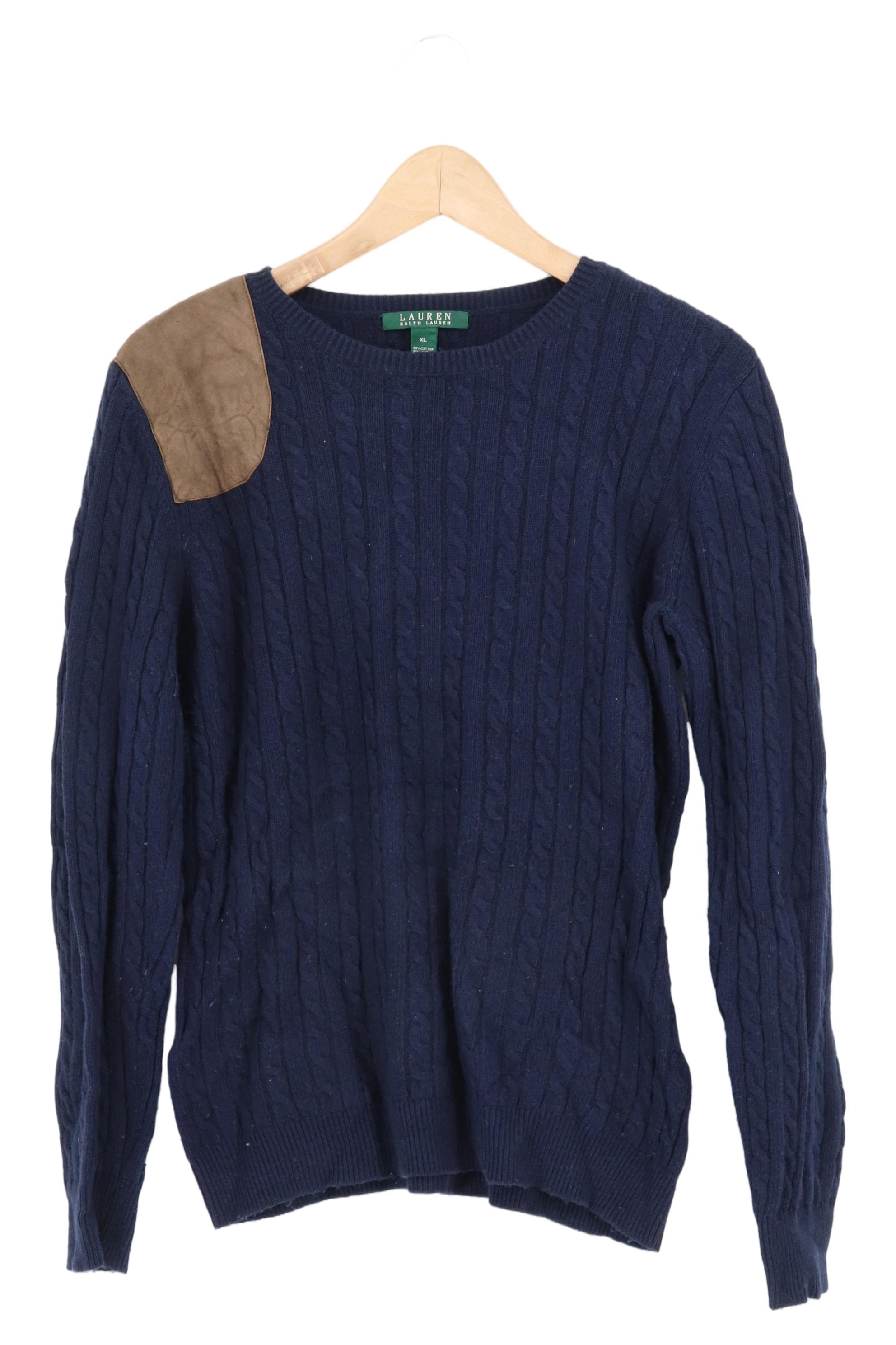 Lauren Ralph Lauren Pull Femme Bleu soldes Coudières Casual (EU 44)