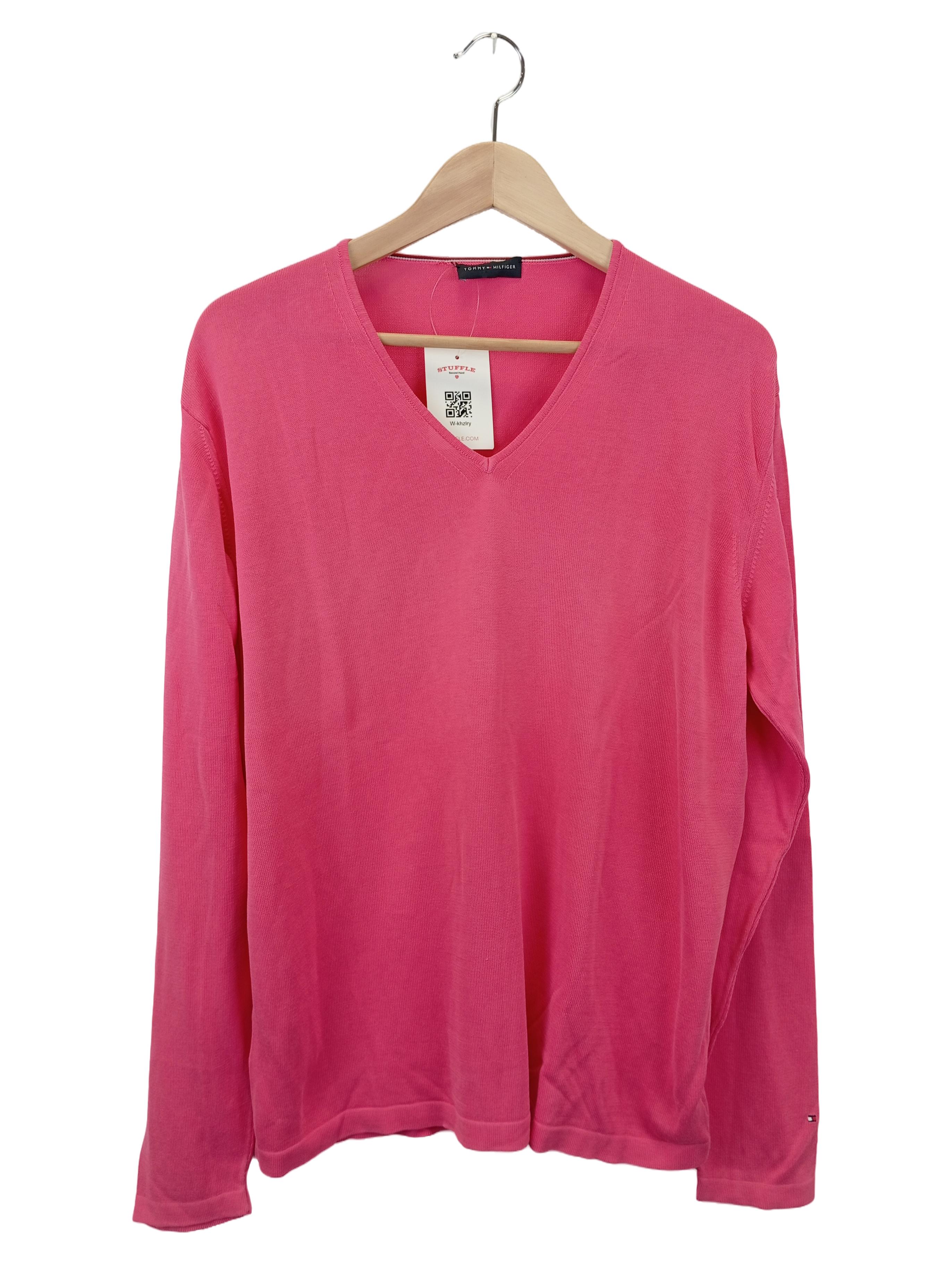 Original:  Damen V-Neck Pullover Pink Baumwolle Gr. M