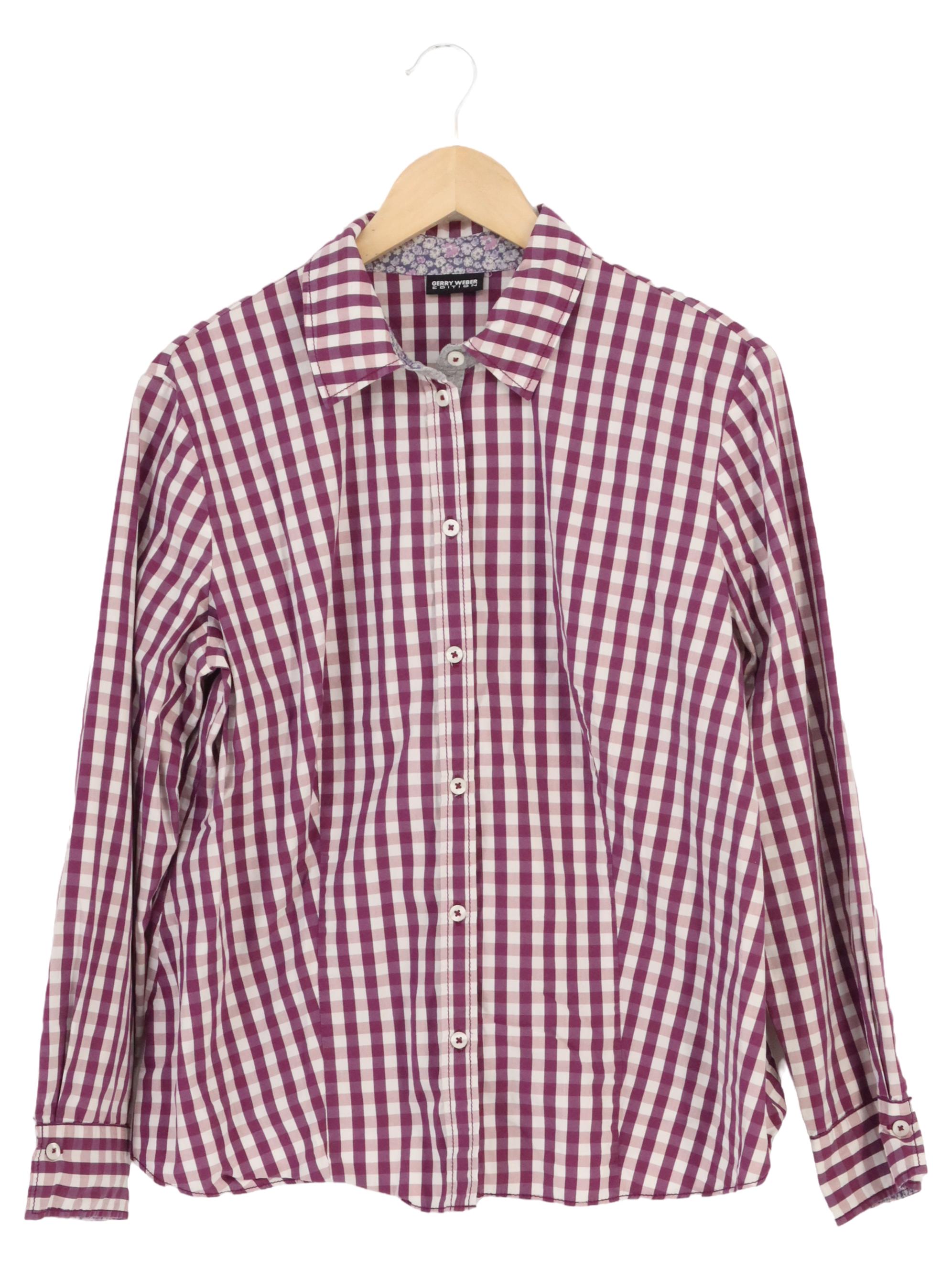 Original:  Bluse XL Damen Lila-Weiß Kariert Casual