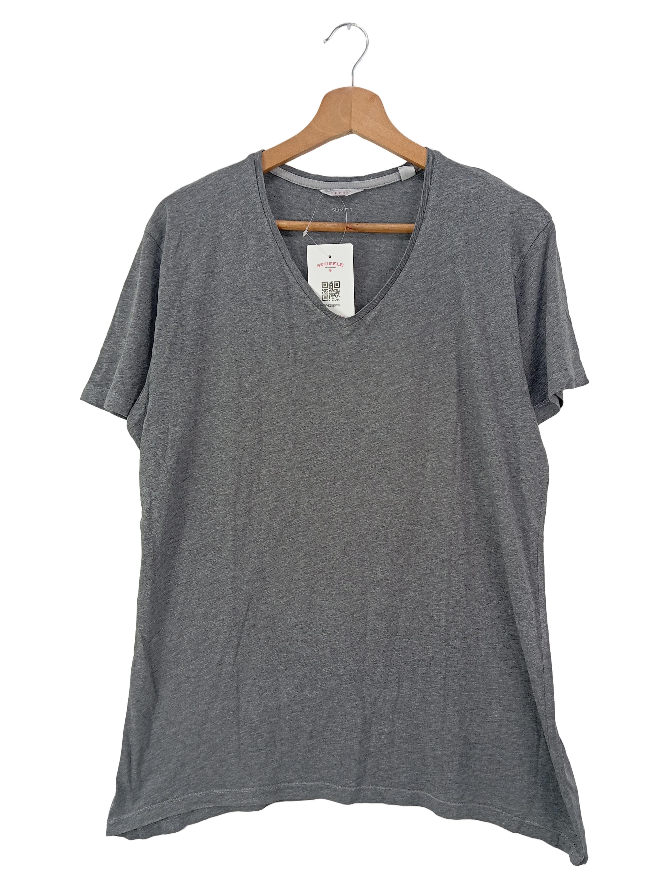 Original:  T-Shirt M Grau V-Ausschnitt Baumwolle Herren Casual