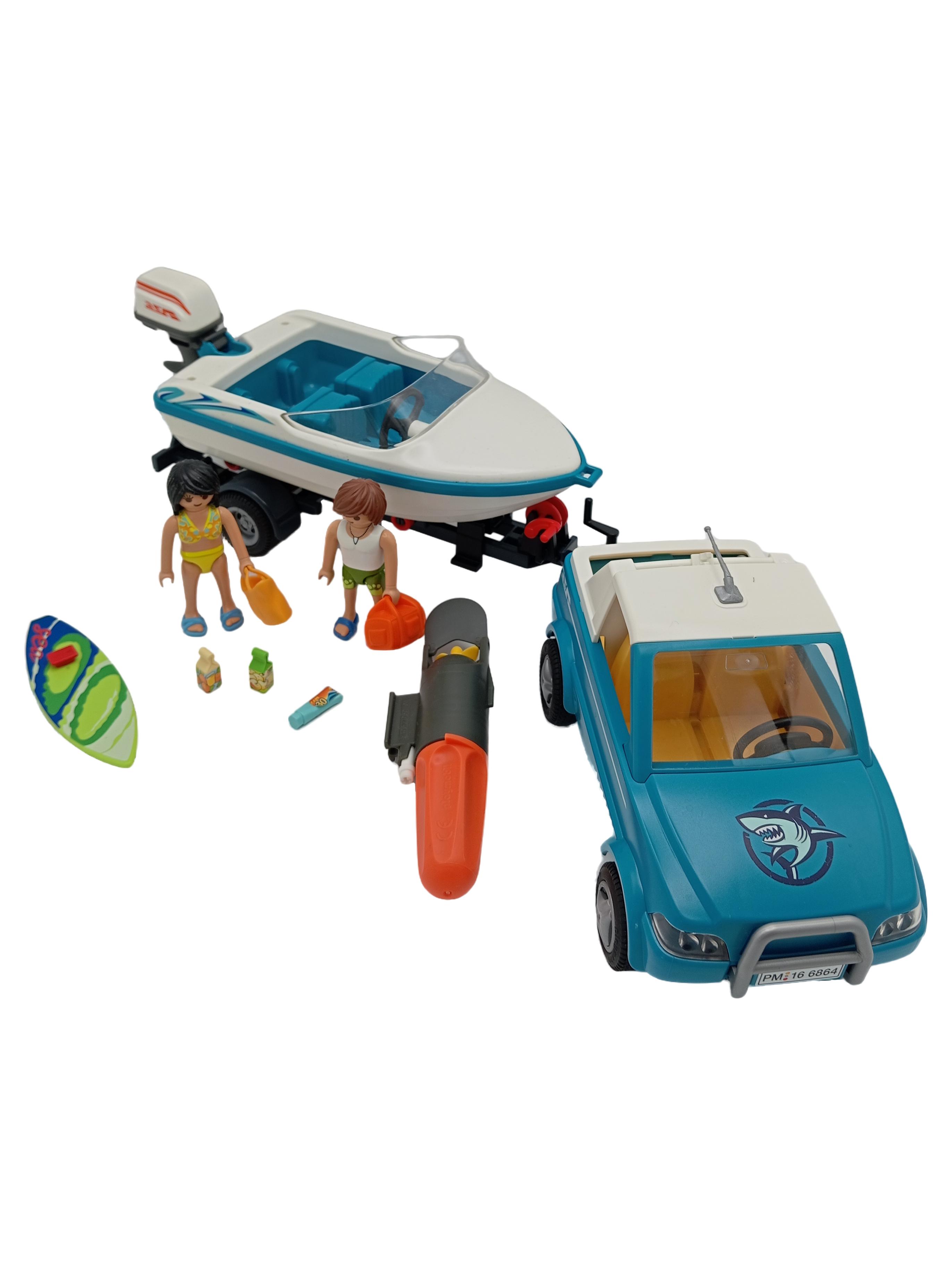 Set Boot mit Auto und Figuren Blau Weiß Original: Set Boot mit Auto und Figuren Blau Weiß