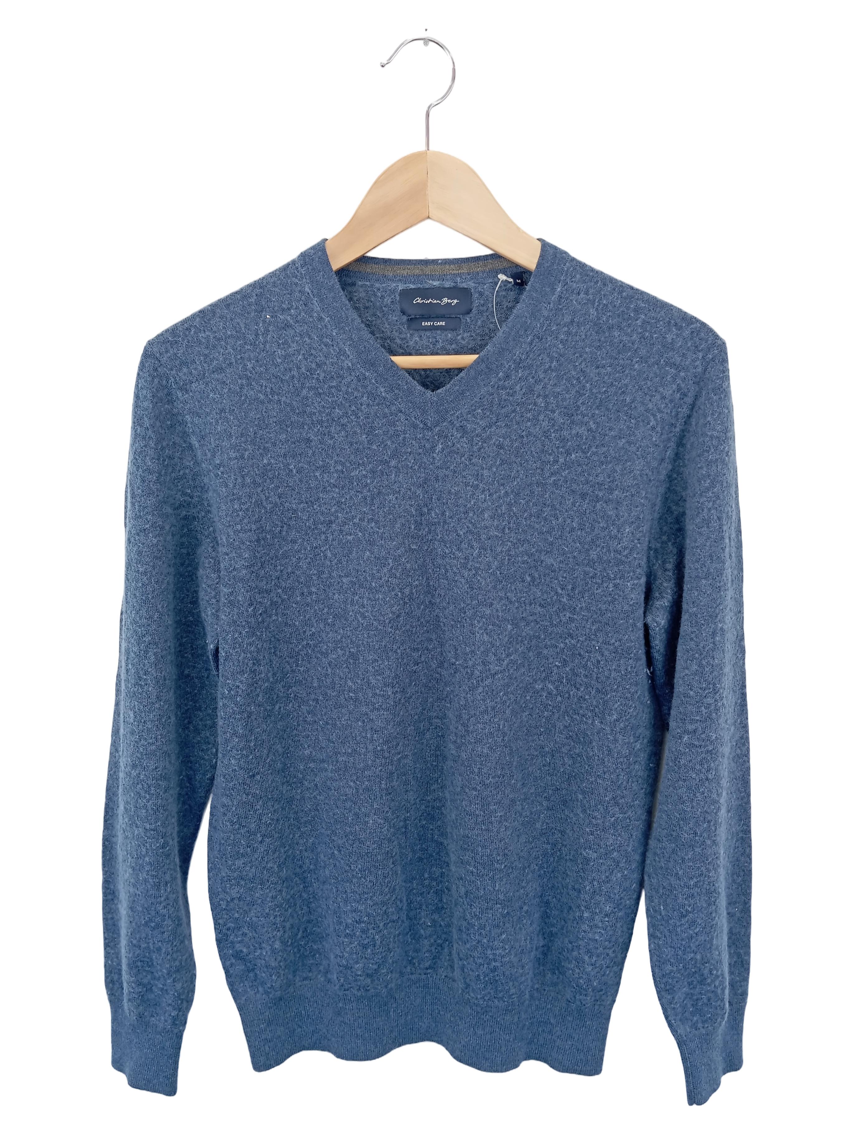 Original:  Herren Pullover M blau V-Ausschnitt Wolle