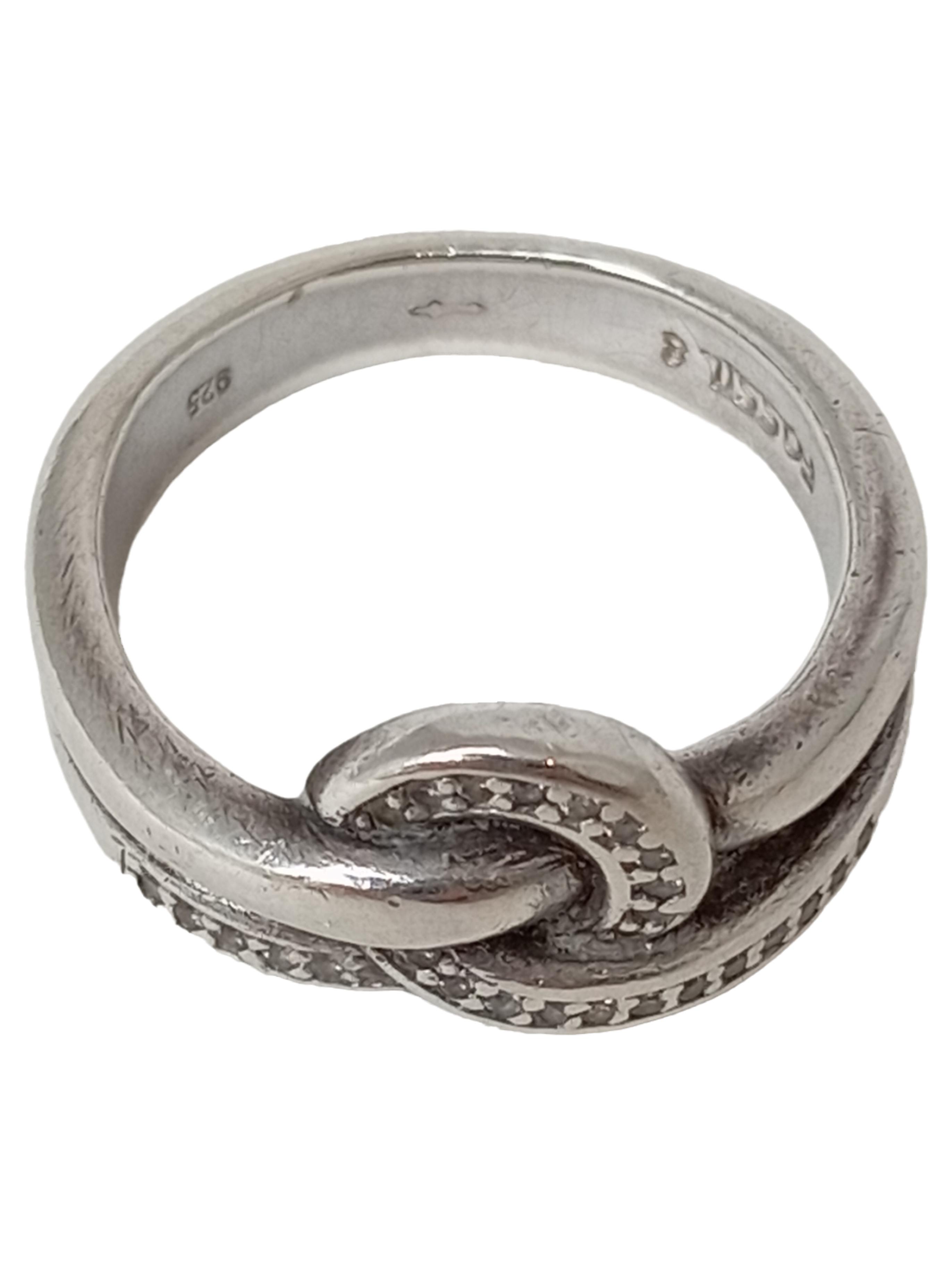 Original: Fossil Ring Silber 925 Strass Damen Gr. 15