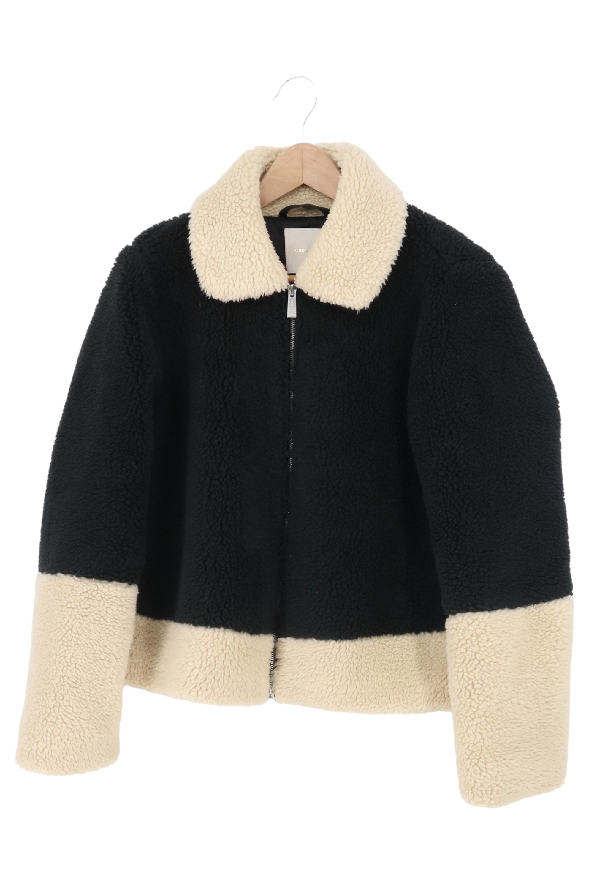 Original:  Damen Felljacke 38 M Schwarz Weiß Elegant