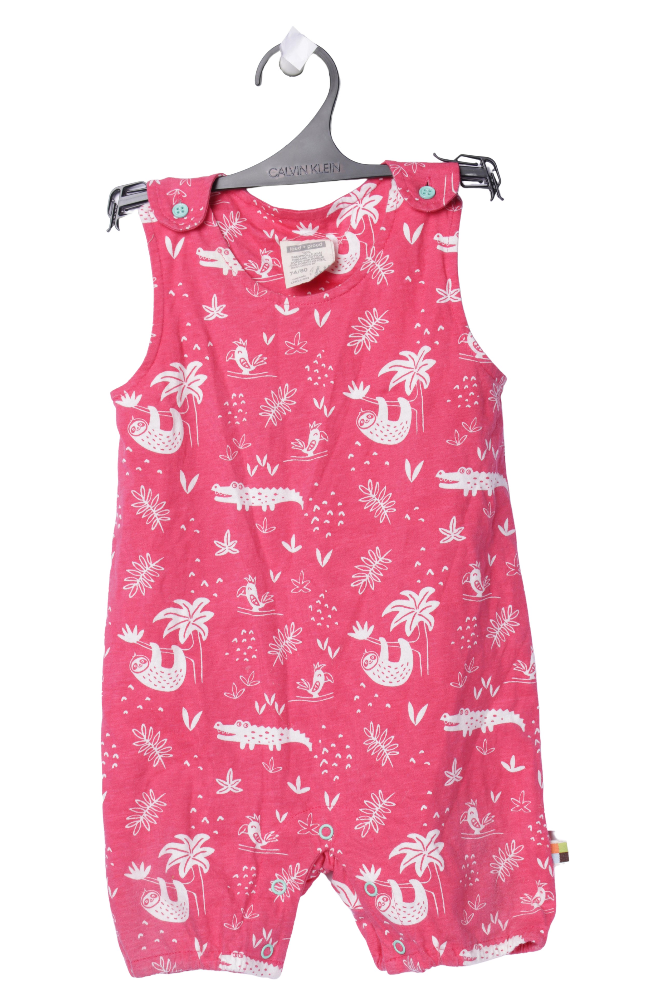 Original: Einteiler Gr. 74 Rosa Baumwolle Tiermotiv Strampler
